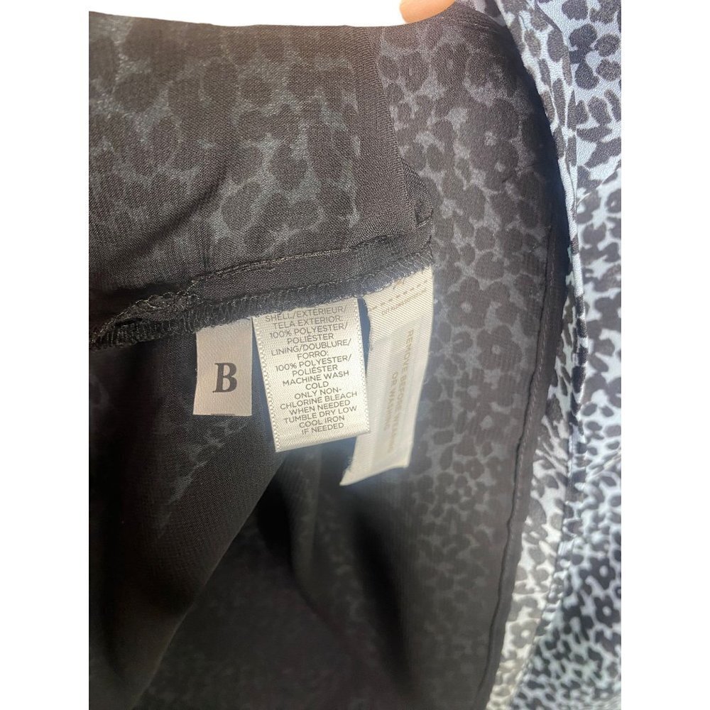 Ann Taylor LOFT Sleeveless Floral Print Silk Feel Blouse Lined L Blue Grey #2558 - Picture 7 of 12